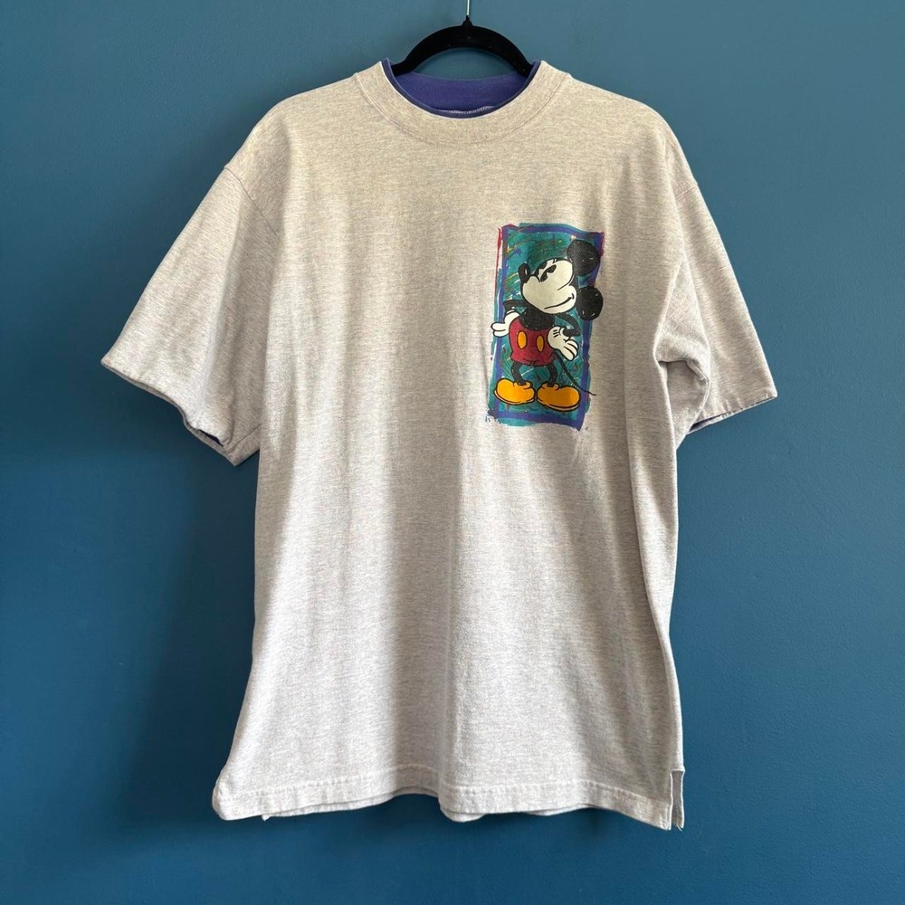 Vintage Disney Originals T Shirt Size L/XL Gray Purple Mickey Mouse 90s WDW
